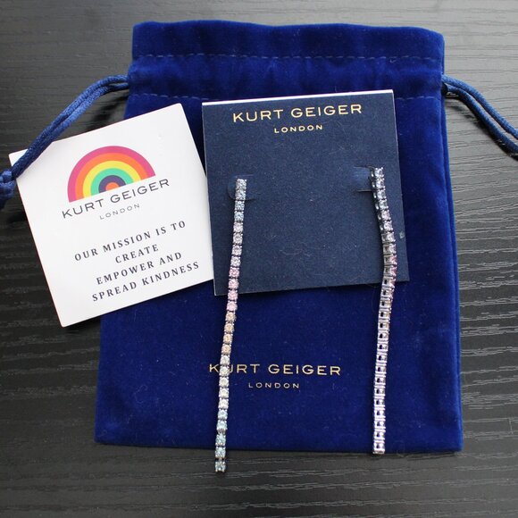 Kurt Geiger Pastel Cubic Zirconia Linear Drop Earrings - Picture 1 of 4